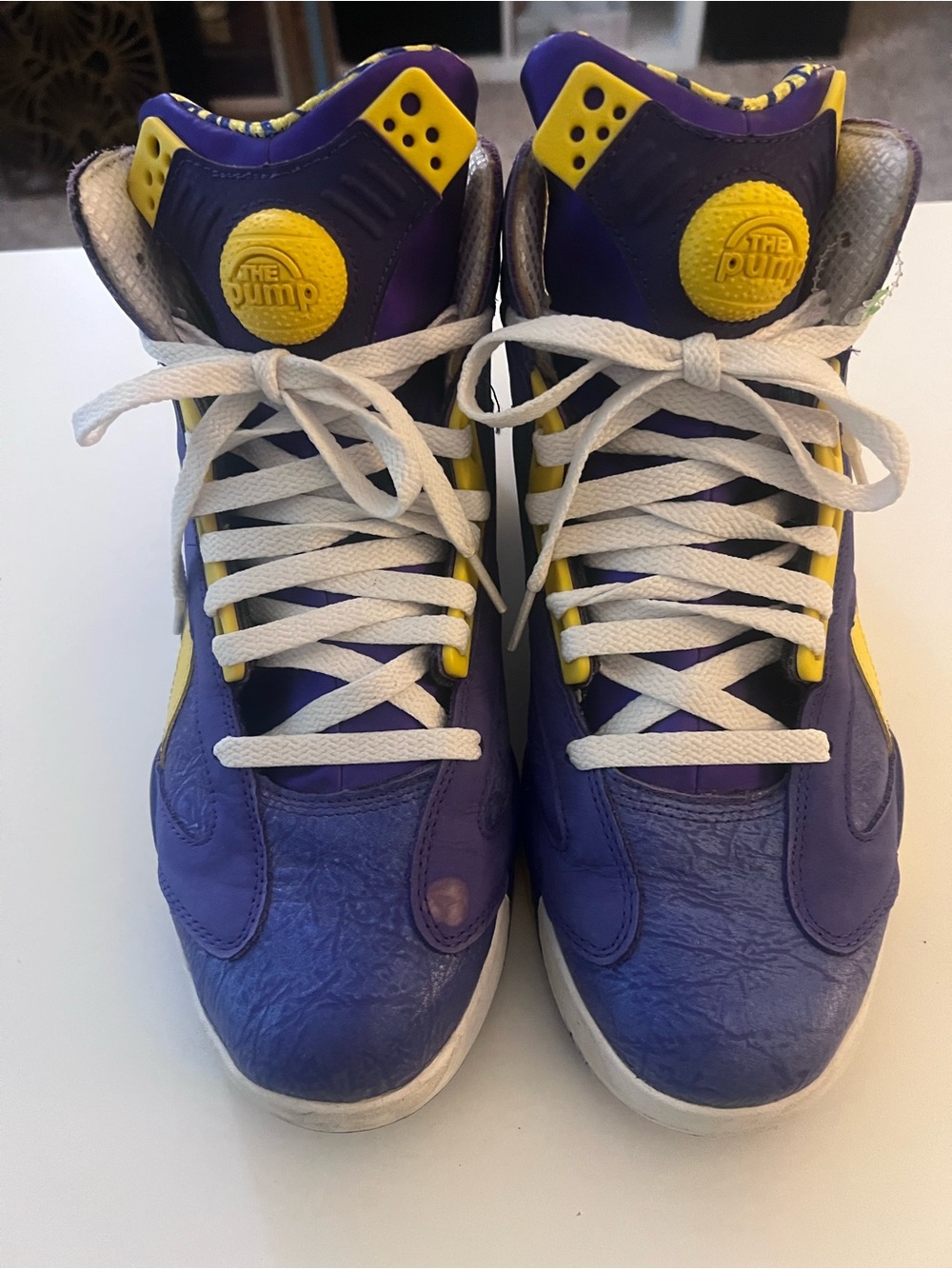 Reebok Shaq The Pump Retro Basketball Shoes Purple Yellow Men’s 10